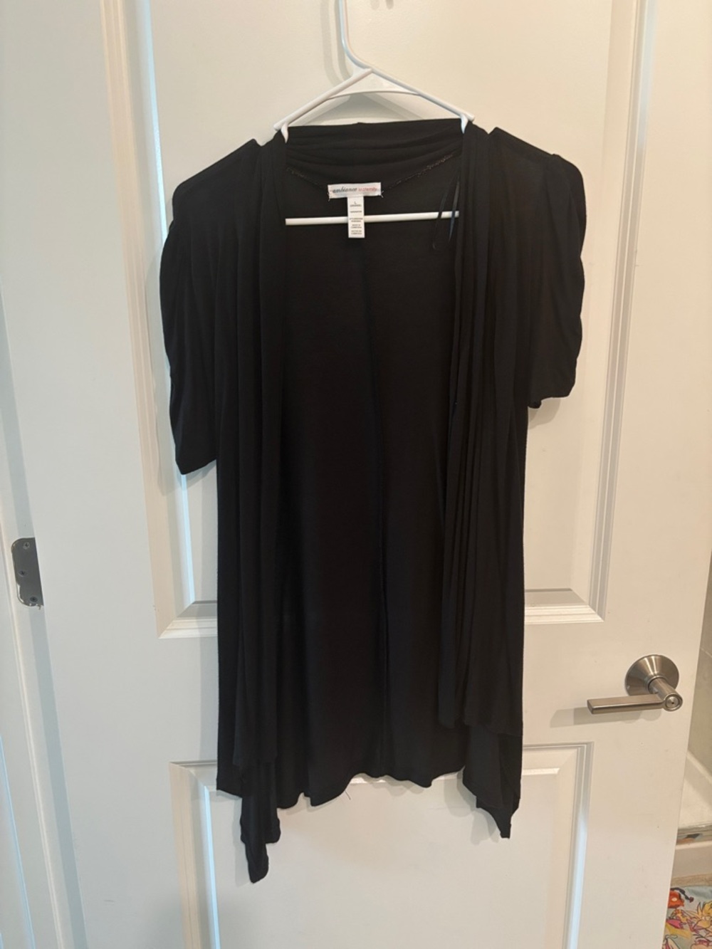 Black Draped Open Front Cardigan